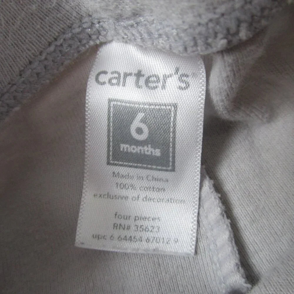 Carters Pull On Footed Sweatpants Infant Girls Size 6M Gray Cow Elastic‎ Joggers